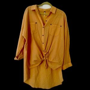 Free people gauze seersucker blouse-cantaloupe-Medium